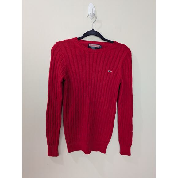 Vineyard Vines Red Cable Knit Crewneck Sweater - Picture 1 of 4